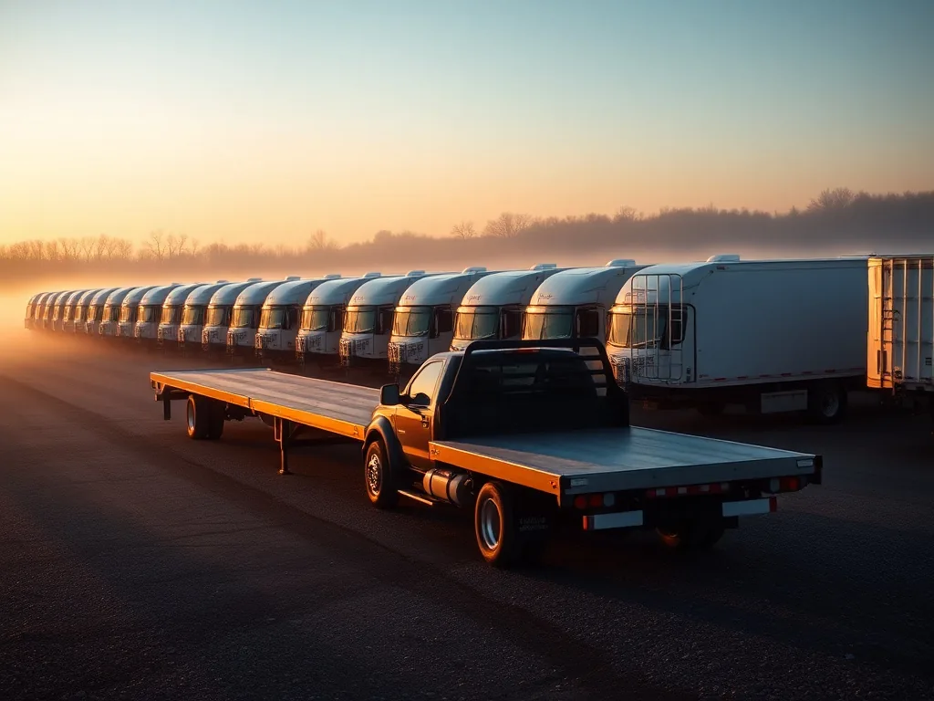 Hot shot dually pickup hooked to a dealer-owned gooseneck trailer for a power-only load